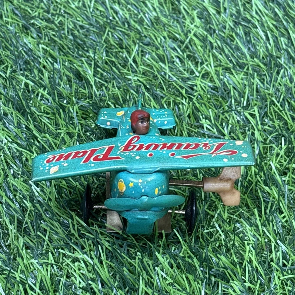 Vintage Tin Wind Up Flying Plane Toy Made in China Late 60s Early 70s Decor